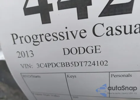 2013 Dodge Journey Sxt z USA, uszkodzony, nr VIN 3C4PDCBB5DT724102